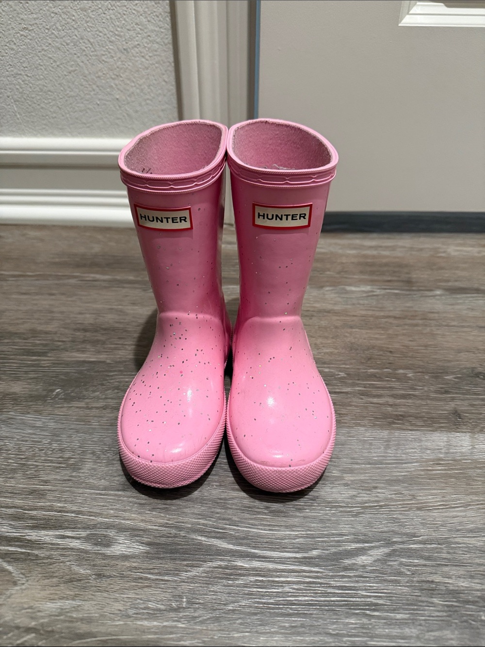 Hunter Kids Pink Glitter Rain Boots